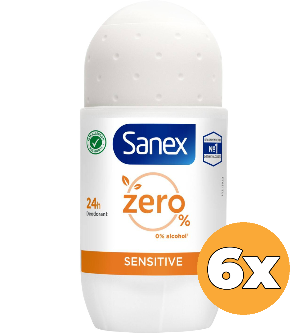 6x Sanex Deoroller Zero% Sensitive (6 x 50 ml)