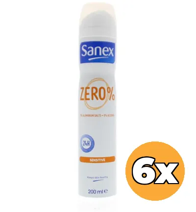 6x Sanex Deospray Zero% Sensitive (6 x 200 ml)