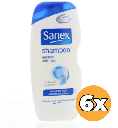 6x Sanex Shampoo Anti Roos (6 x 250 ml)