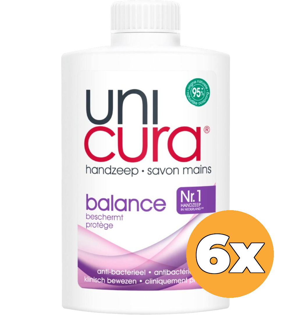 6x Unicura Zeep Vloeibaar Balance Navul (6 x 250 ml)