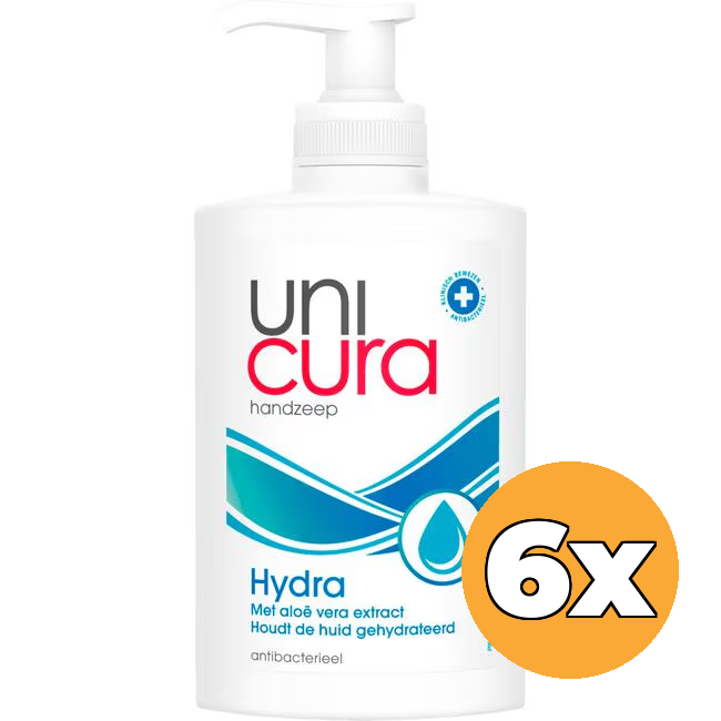 6x Unicura Zeep Vloeibaar Hydra Pomp (6 x 250 ml)