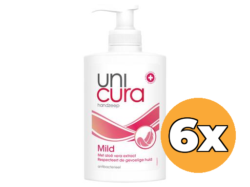 6x Unicura Zeep Vloeibaar Mild Pomp (6 x 250 ml)