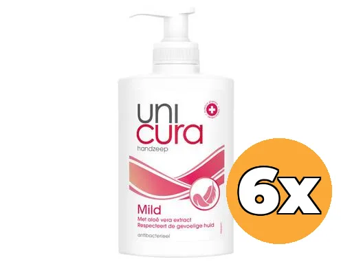6x Unicura Zeep Vloeibaar Mild Pomp (6 x 250 ml)