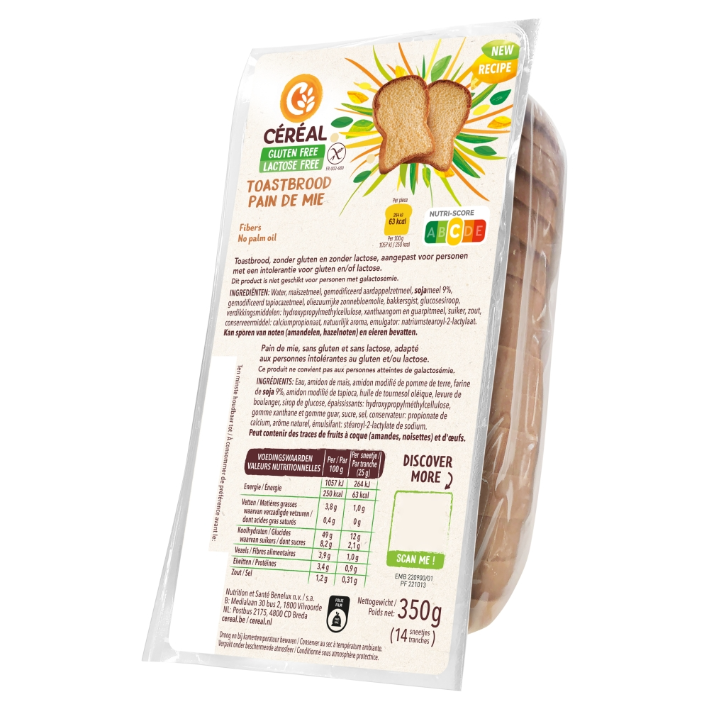 Céréal Toastbrood Glutenvrij (350 gr)