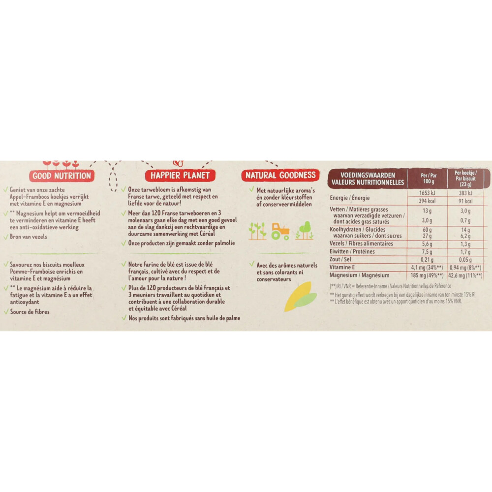 Céréal Zachte Koekjes Appel-Framboos (138 gr)