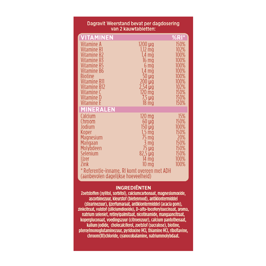 Dagravit Weerstand Suikervrij (60 kauwtabletten) - image 4