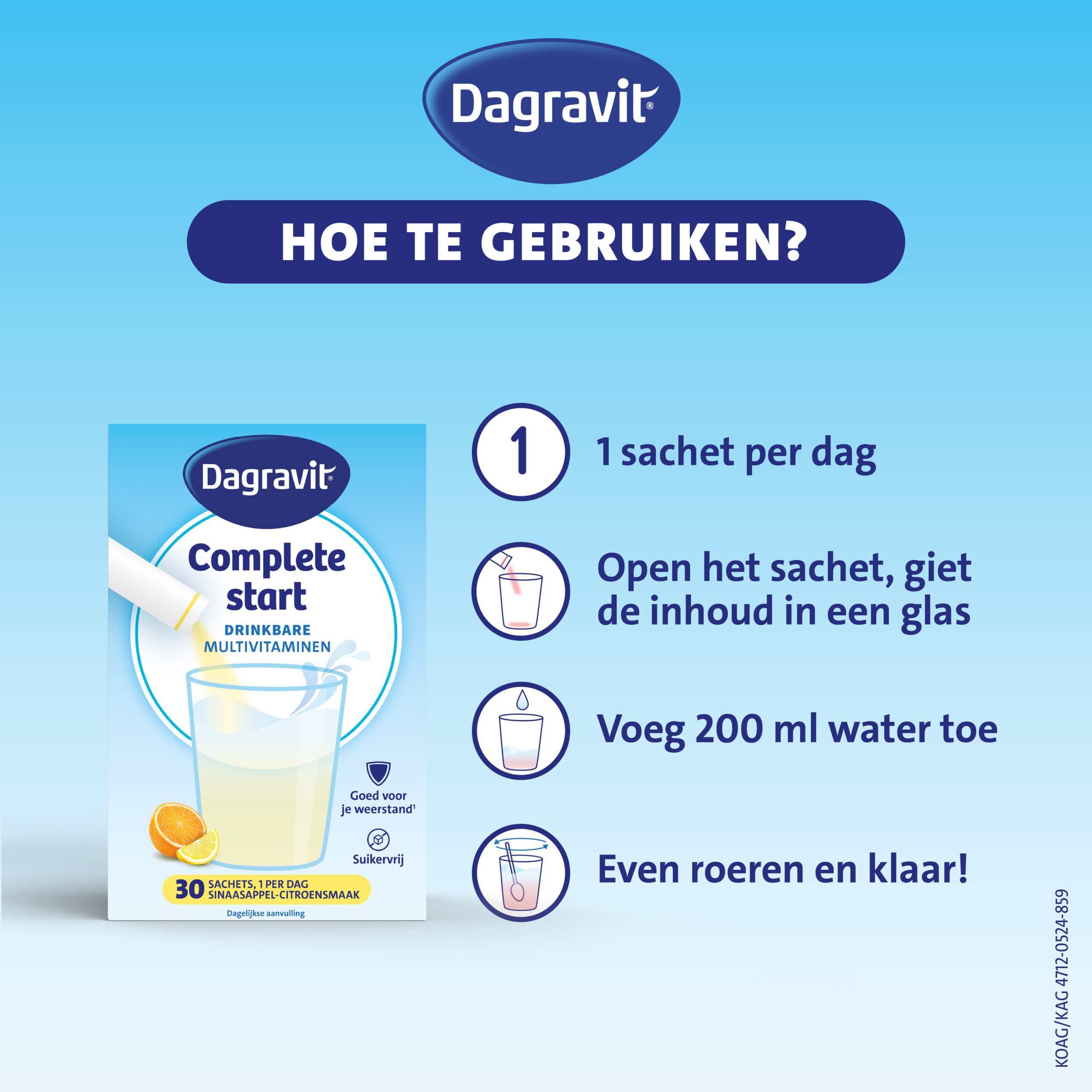 Dagravit Complete Start Drinkbare Multivitaminen Citroen-Sinaasappel (30 sachets) - image 3