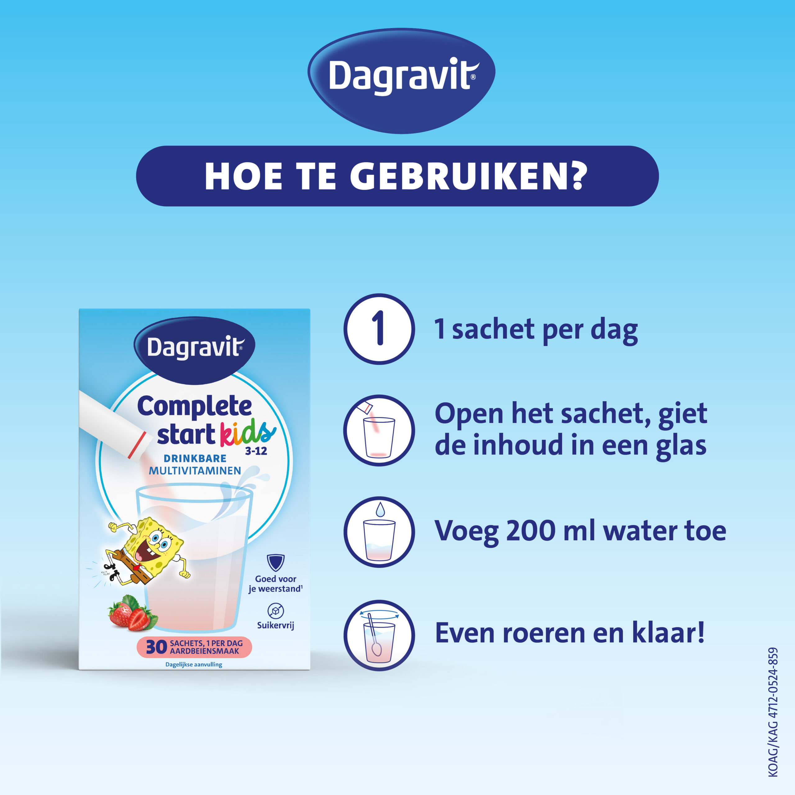 Dagravit Complete Start Drinkbare Multivitaminen Kids 3-5 Aardbei (30 sachets) - image 3