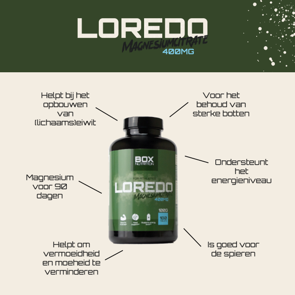 Box Nutrition Loredo - Magnesiumcitraat 400mg (180 tabletten)