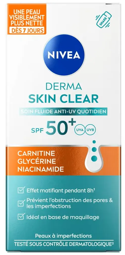 Nivea Derma Skin Clear Spf50+ Zon Fluide (40 ml)