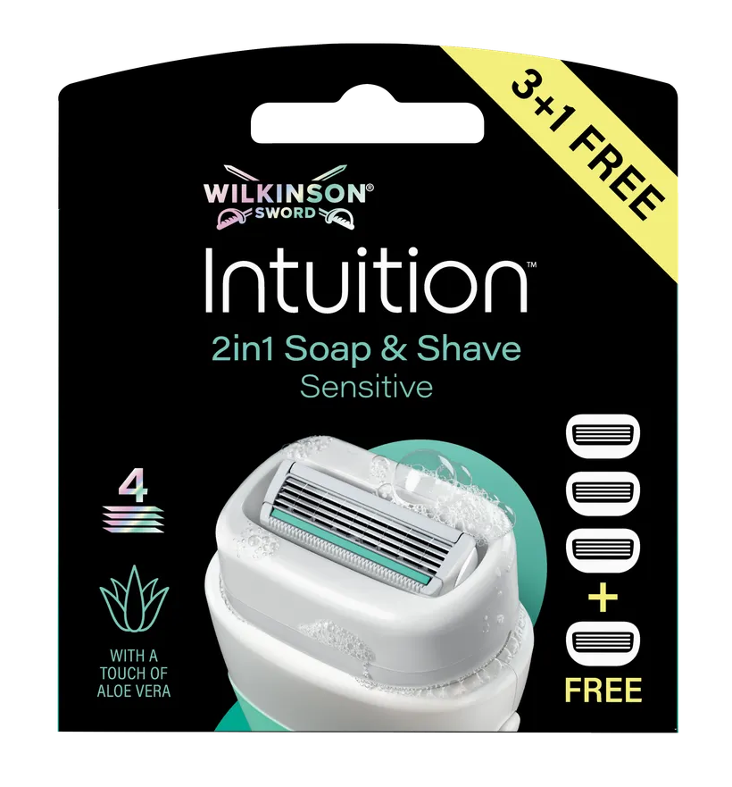 Wilkinson Intuition 2in1 Soap & Shave Sensitive Navulmesjes (4 stuks)
