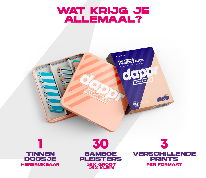 Dappr Sensitive Pleisters Stripes (30 stuks) - image 2