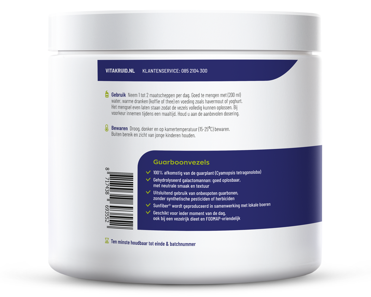 Vitakruid Sunfiber Guarboonvezel Prebiotica  (450 gr)