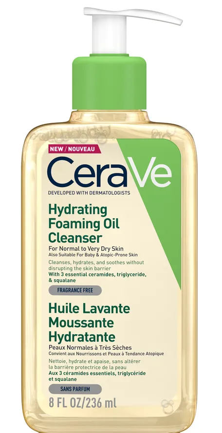 Cerave Hydrating Foaming Oil Cleanser - voor Normale tot (zeer) Droge Huid - voor Gezicht en Lichaam (236 ml)