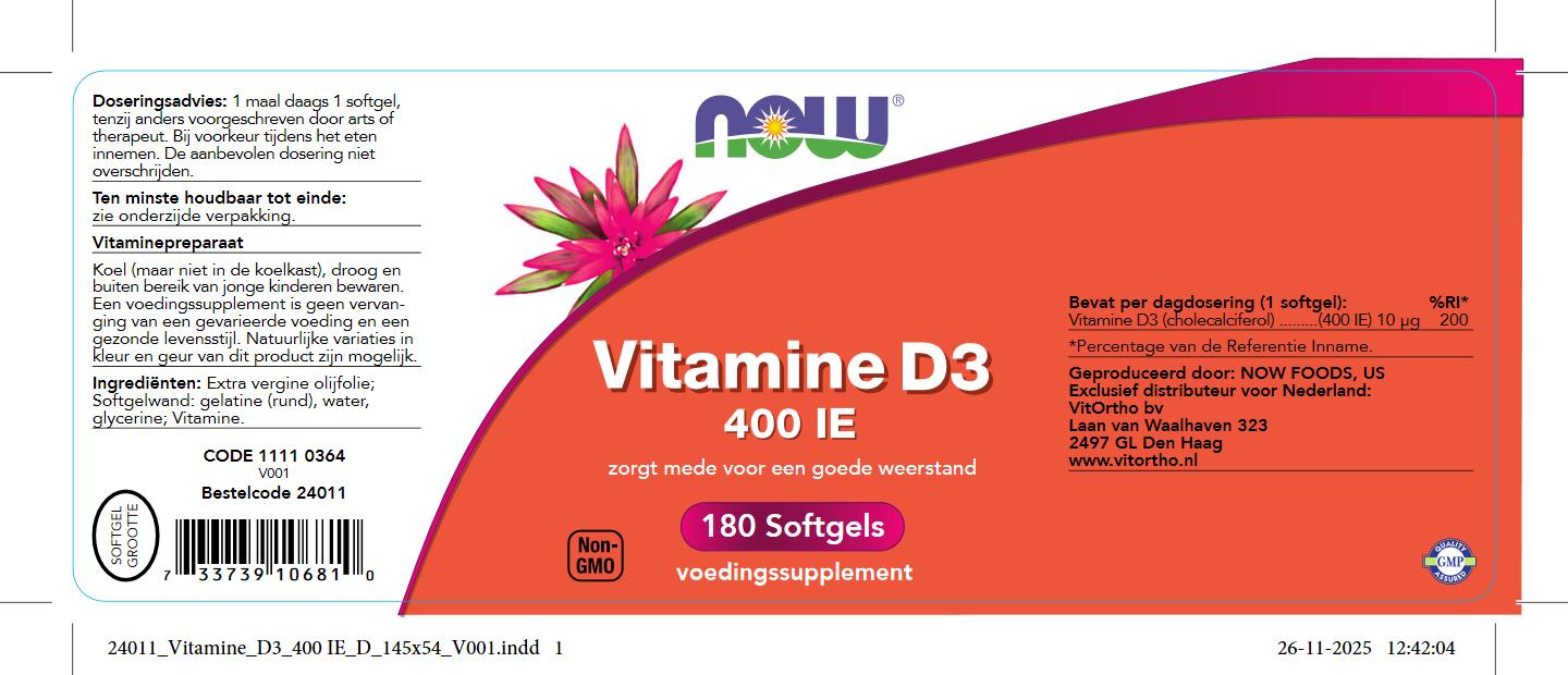 Vitamine D3 400 IE (180 softgels)