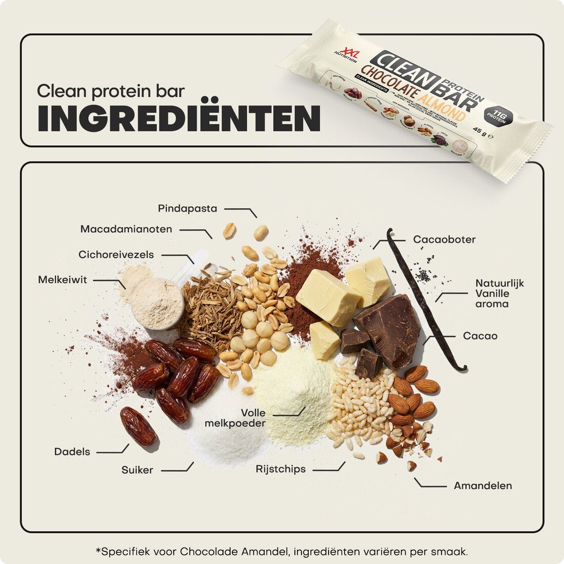 16x XXL Nutrition Clean Protein Bar - Almond (16 x 45 gr) - image 2