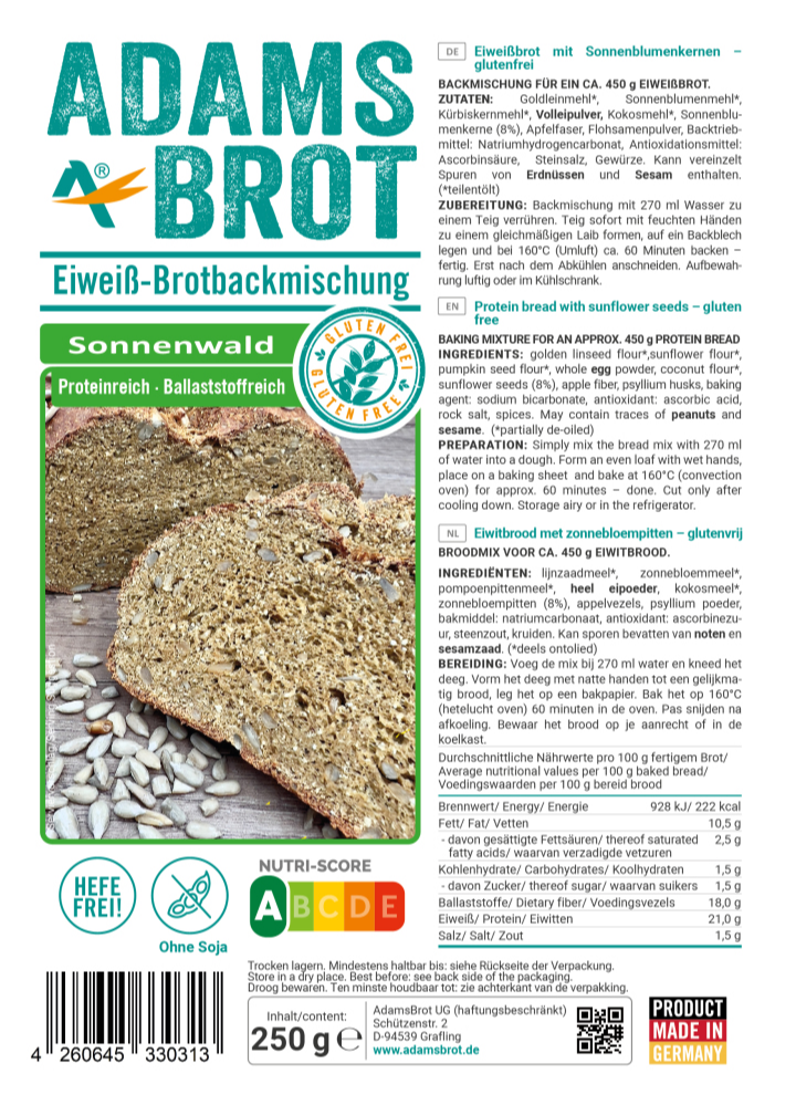 Adams Brot Broodmix Sonnenwald (250 gr)
