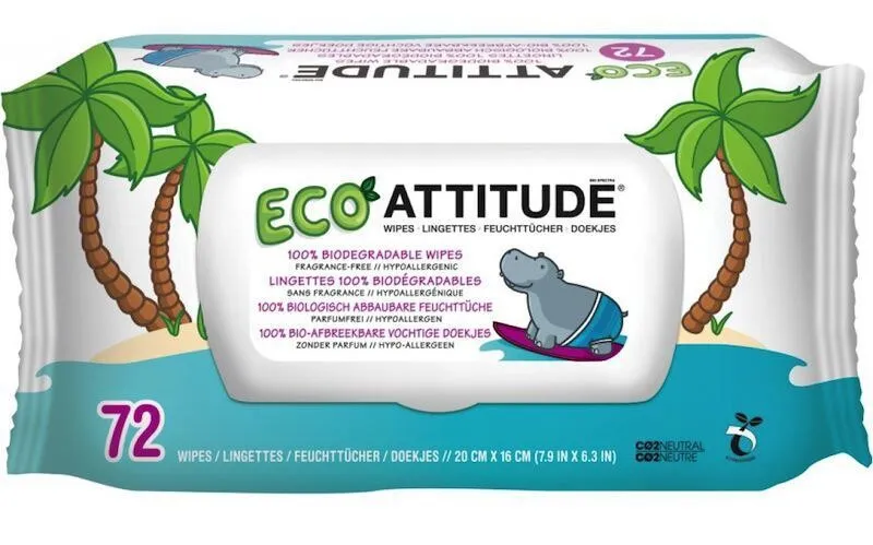 Attitude Eco 100% Biodegradable Wipes (72 stuks)