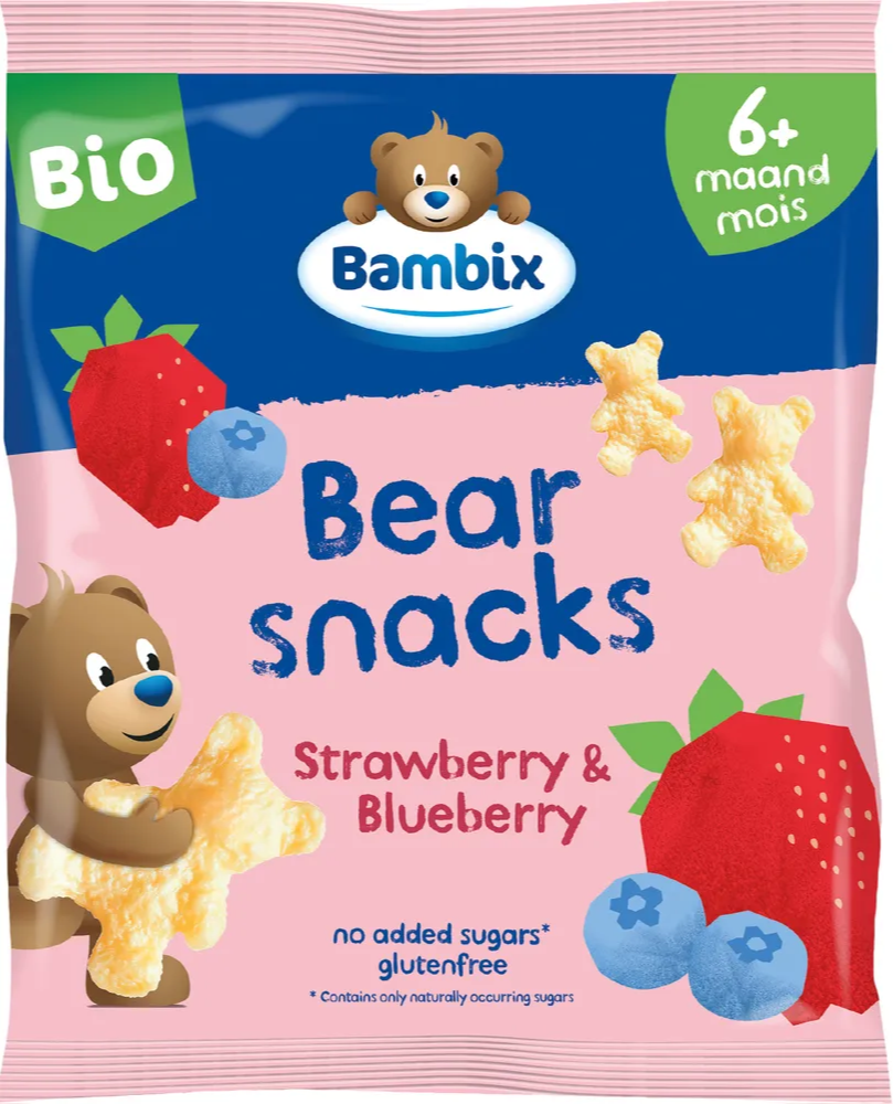 Bambix Bearsnacks Aardbei & Bosbes 6m+ Bio (180 gr)