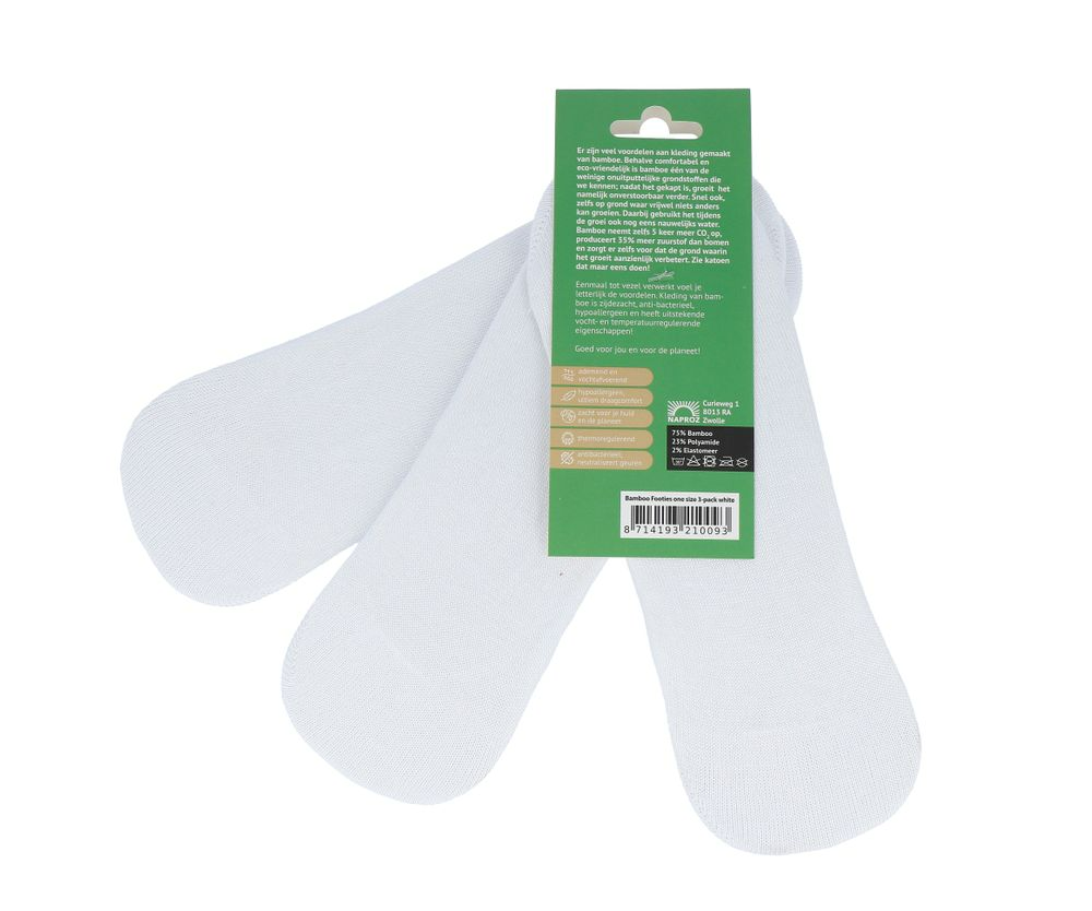 Naproz Bamboo Airco Footies Wit 3-pack One Size (3 paar)