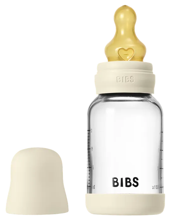 Bibs Glas Latex Slow Flow Babyfles 0+ Maanden Ivory (1 stuk)
