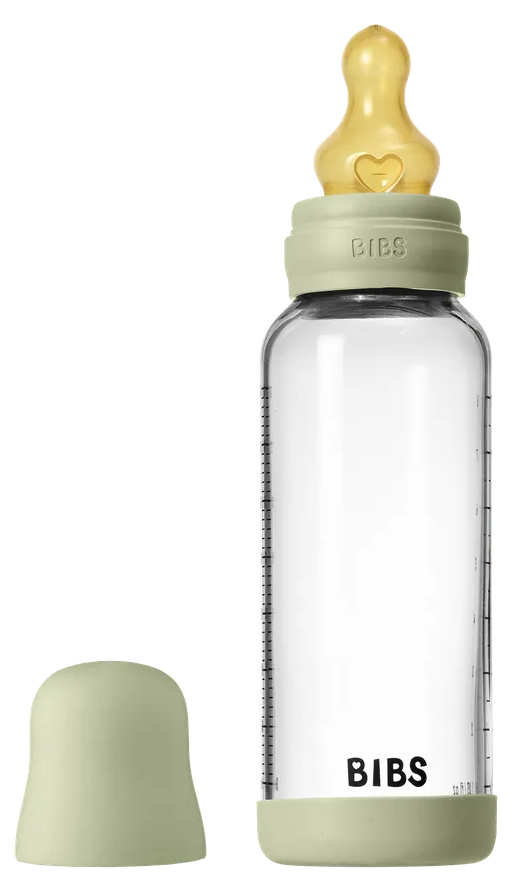 Bibs Glas Latex Medium Flow Babyfles 2+ Maanden Sage (1 stuk)