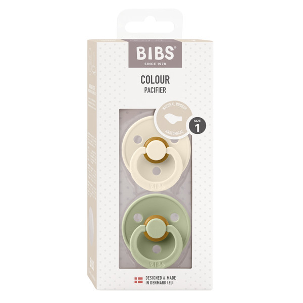 Bibs Fopspeen 0-6 Maanden Anatomic Ivory/sage (2 stuks)