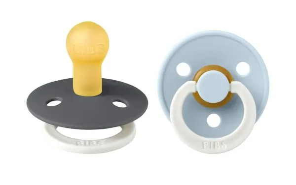 Bibs Fopspeen 0-6 Maanden Iron/baby Blue - Glow in The Dark (2 stuks)