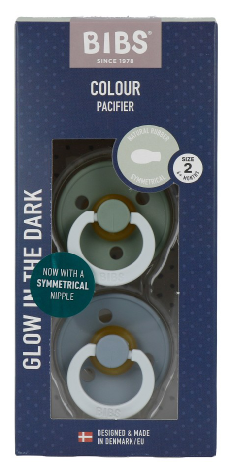 Bibs Glow Fopspeen 6-18 Maanden Symmetrical Sage/cloud (2 stuks)