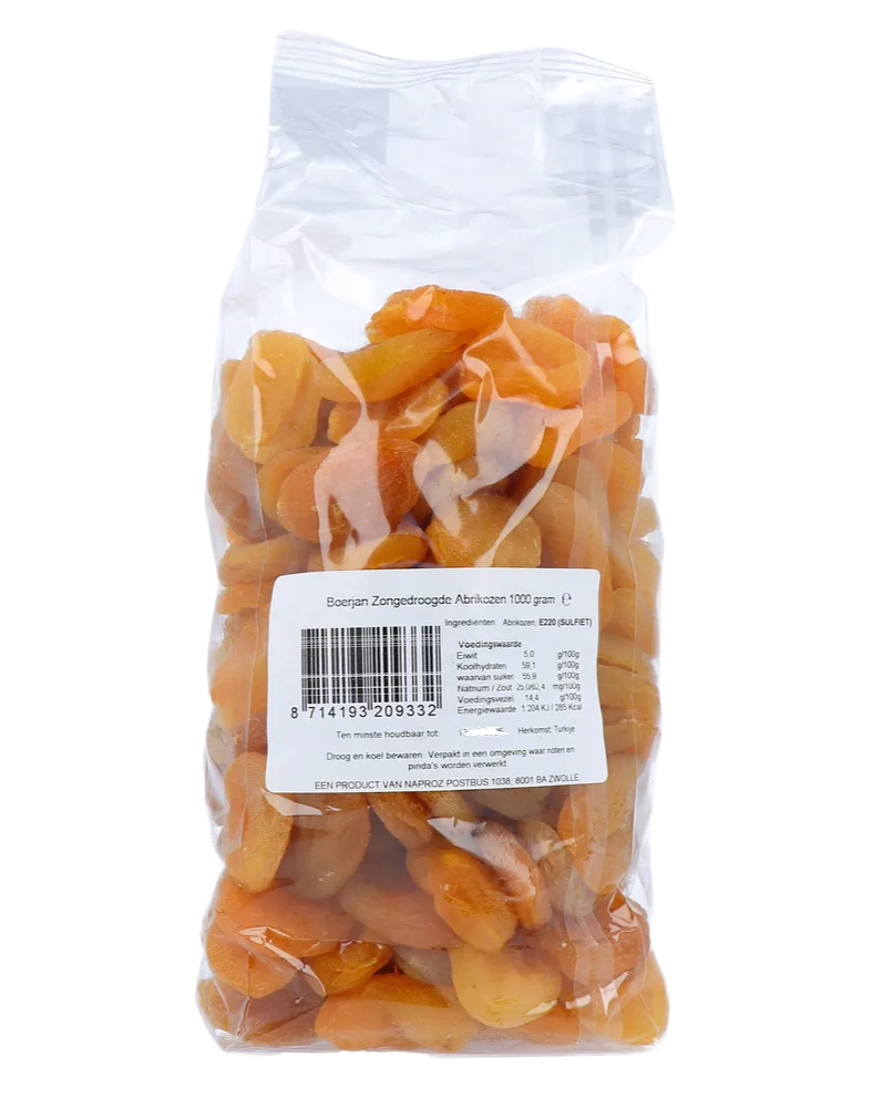 Boerjan Zongedroogde Abrikozen (1000 gr)