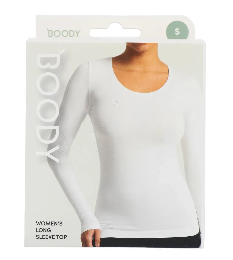 Boody Damestop Lange Mouw Wit S (1 stuk)