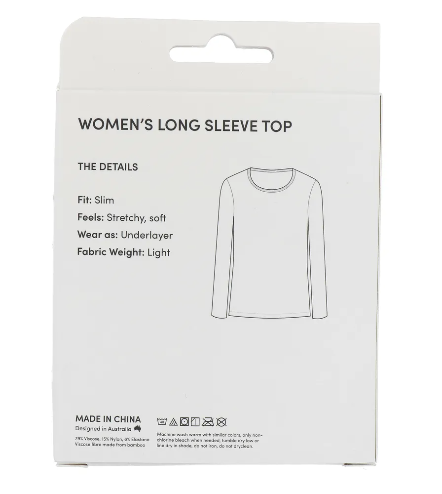 Boody Damestop Lange Mouw Wit S (1 stuk)