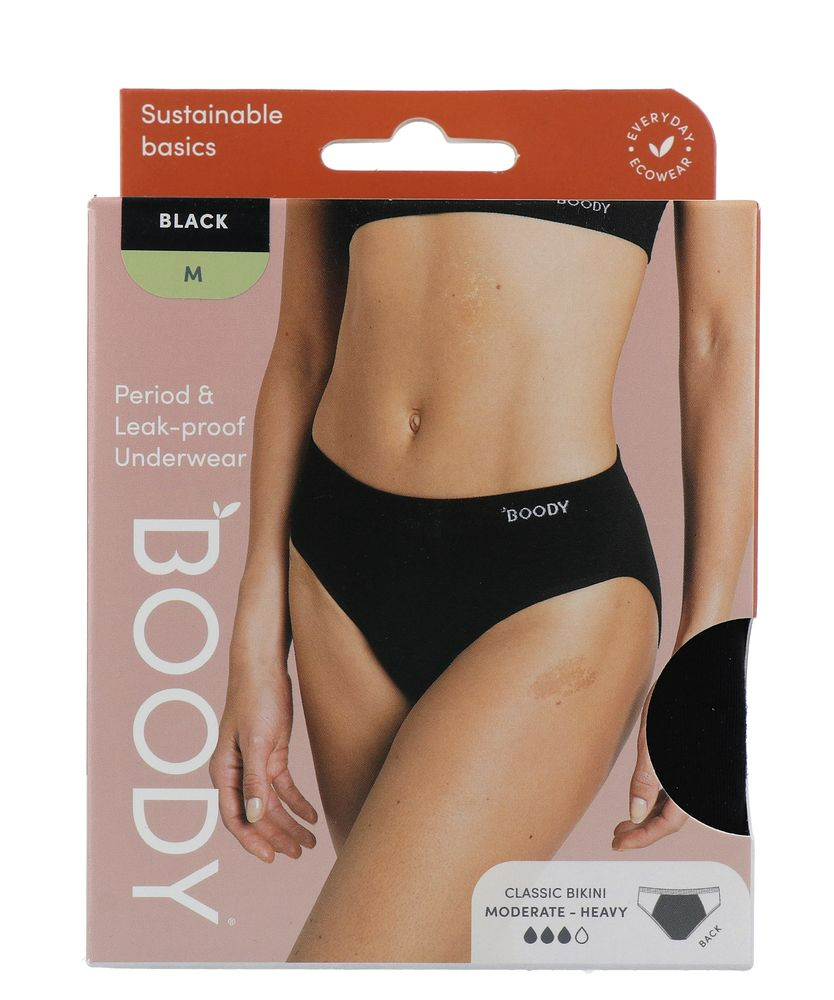 Boody Menstruatieondergoed Bikinislip Zwart Normaal/hevig Maat M (1 stuk)