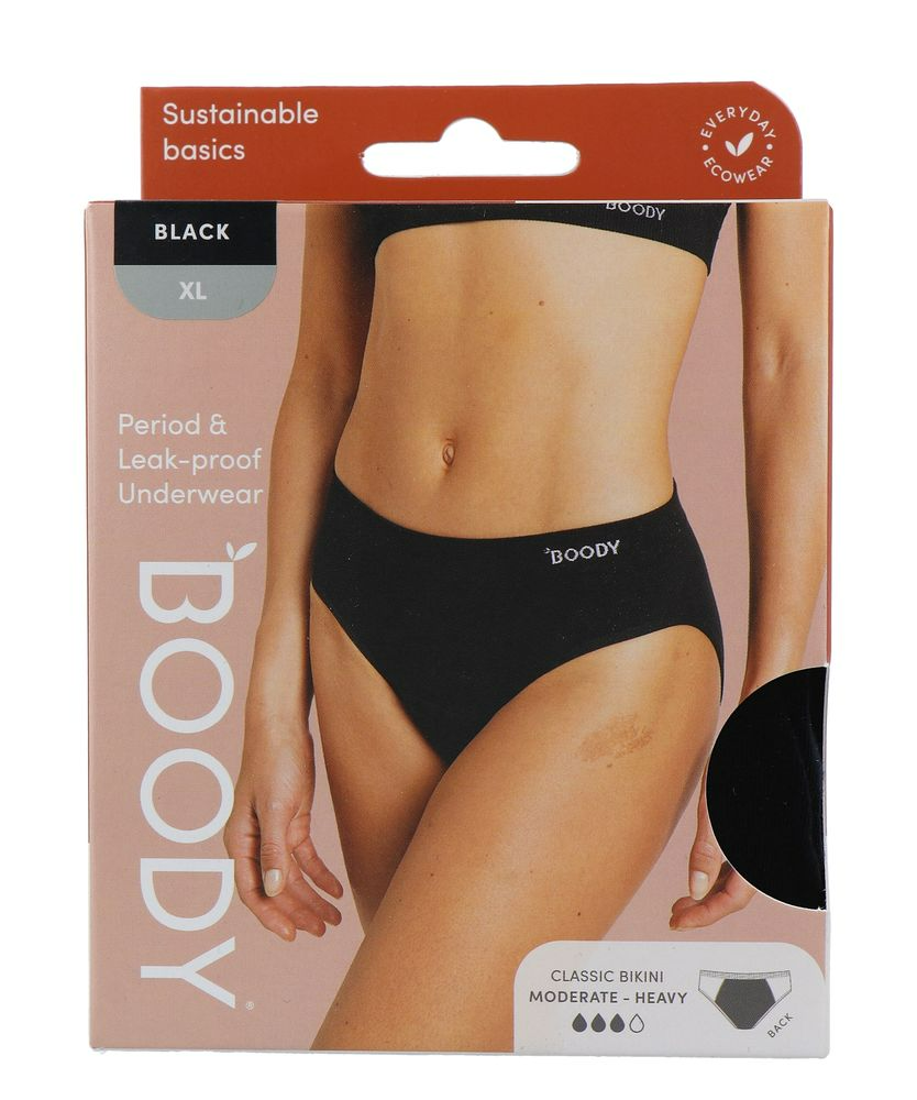 Boody Menstruatieondergoed Bikinislip Zwart Normaal/hevig Maat XL (1 stuk)