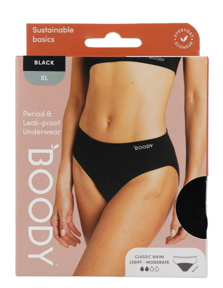 Boody Menstruatieondergoed Bikinislip Zwart Licht / Normaal Maat XL (1 stuk)