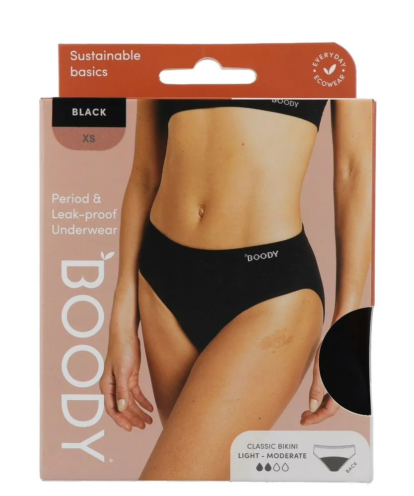 Boody Menstruatieondergoed Bikinislip Zwart Licht / Normaal Maat Xs (1 stuk)