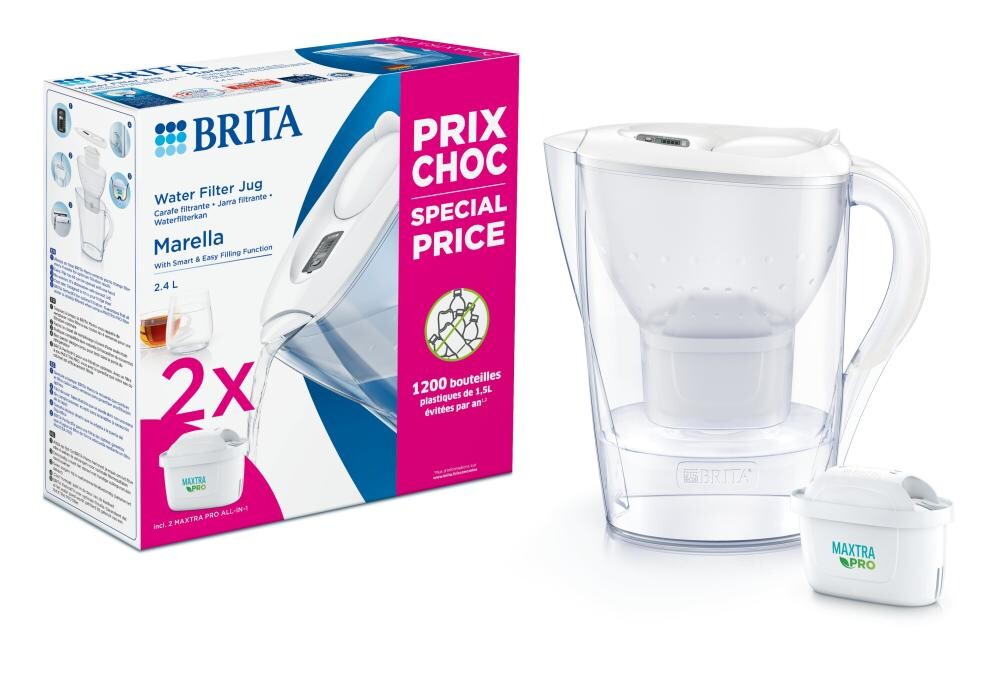 Brita Marella Waterfilterkan Wit + 2 Maxtra Filterpatronen (2400 ml)