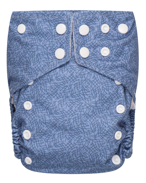 Bumbuns Easy Herbruikbare Luier Criss Cross Blue Drukknopen (1 stuk)