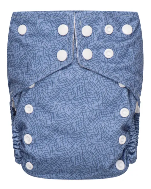 Bumbuns Easy Herbruikbare Luier Criss Cross Blue Drukknopen (1 stuk)