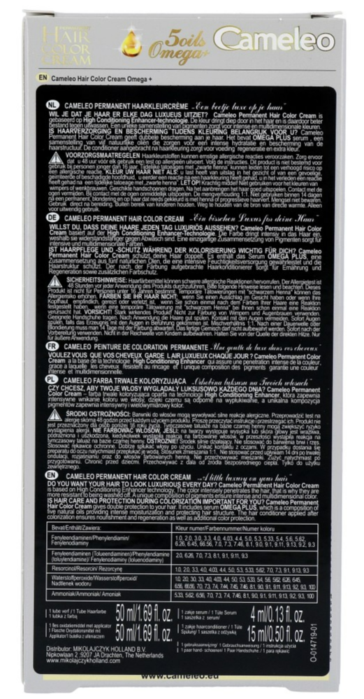 Cameleo Hair Color Cream 1.0 Black (1 stuk)