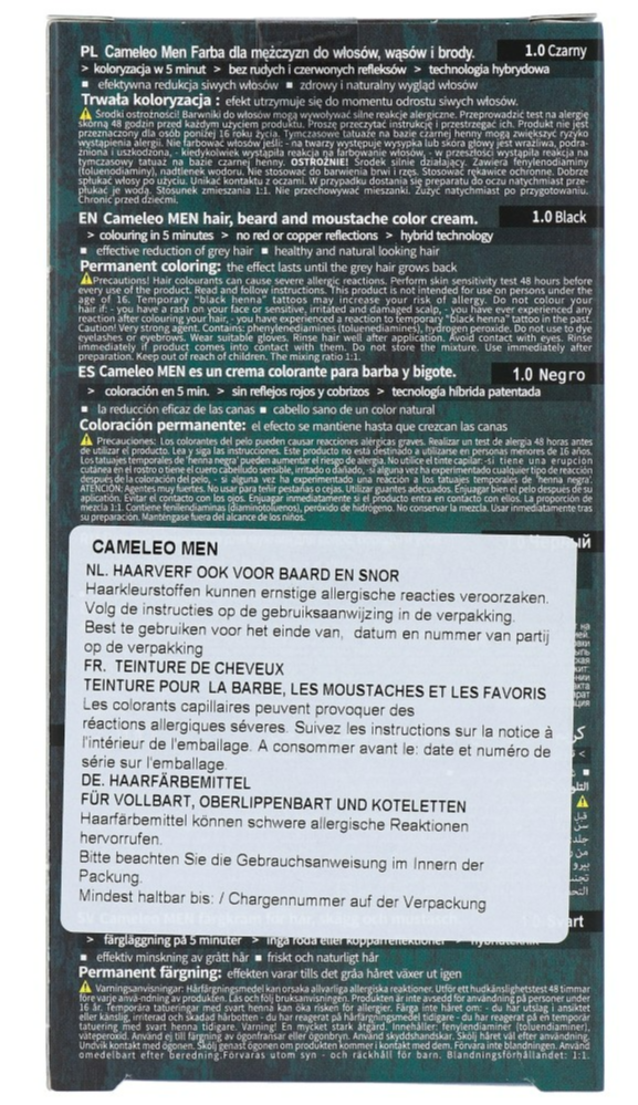 Cameleo Men Hair Color Cream 1.0 Black (1 stuk)