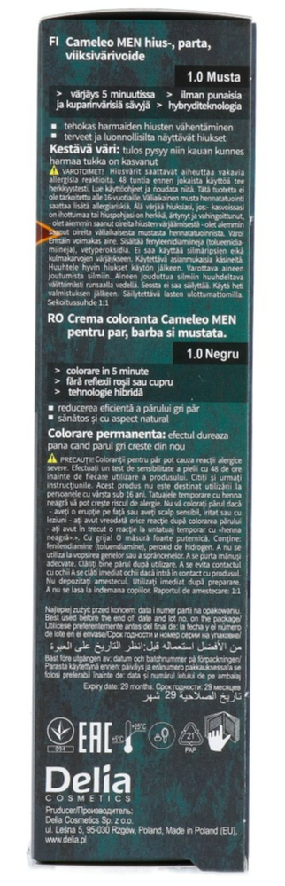 Cameleo Men Hair Color Cream 1.0 Black (1 stuk) - image 3