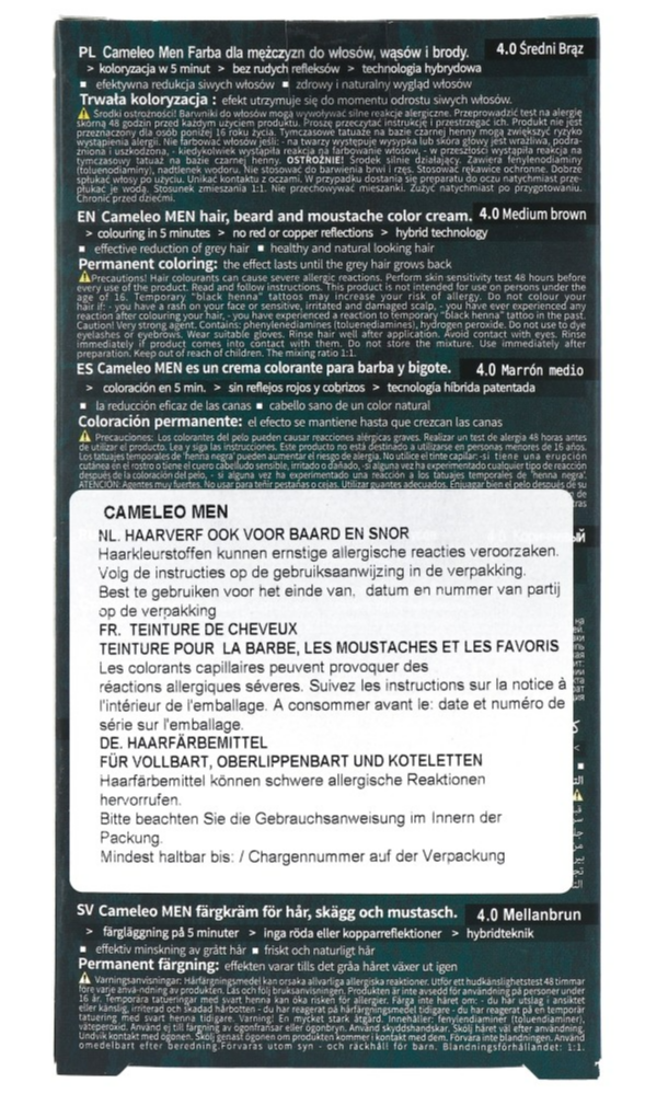 Cameleo Men Hair Color Cream 4.0 Medium Brown (1 stuk) - image 2