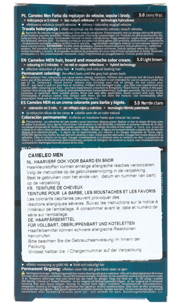 Cameleo Men Hair Color Cream 5.0 Light Brown (1 stuk)