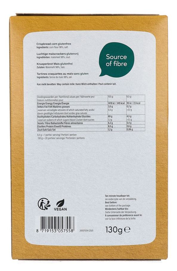 Consenza Glutenvrije Luchtige Maiscrackers (130 gr)