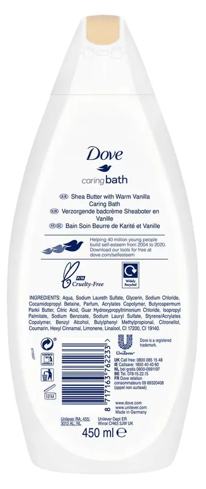 Dove Calming Caring Bath Cream Vanilla (450 ml)