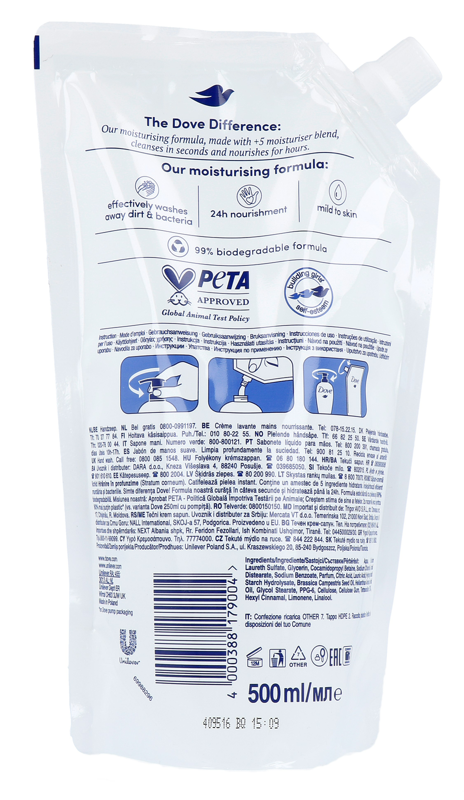 Dove Caring Handwash 2x Refill Pack (500 ml)