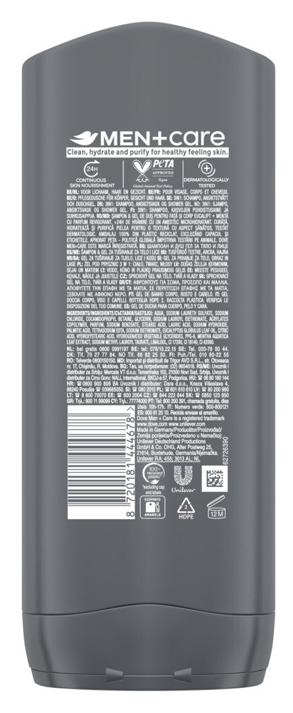 Dove Men +care Body Face & Hair Wash Eucalyptus + Mint (400 ml)