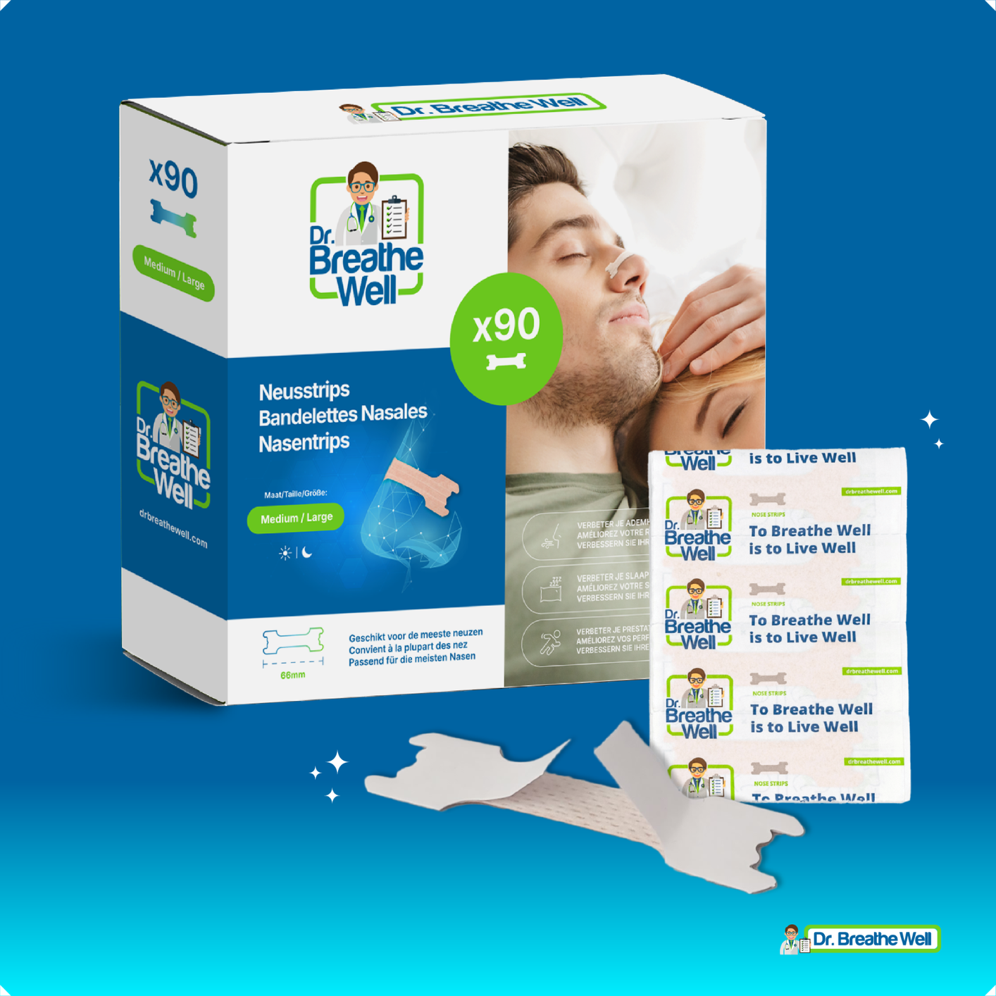 Dr. Breathe Well Neusstrips Medium/large (90 stuks)
