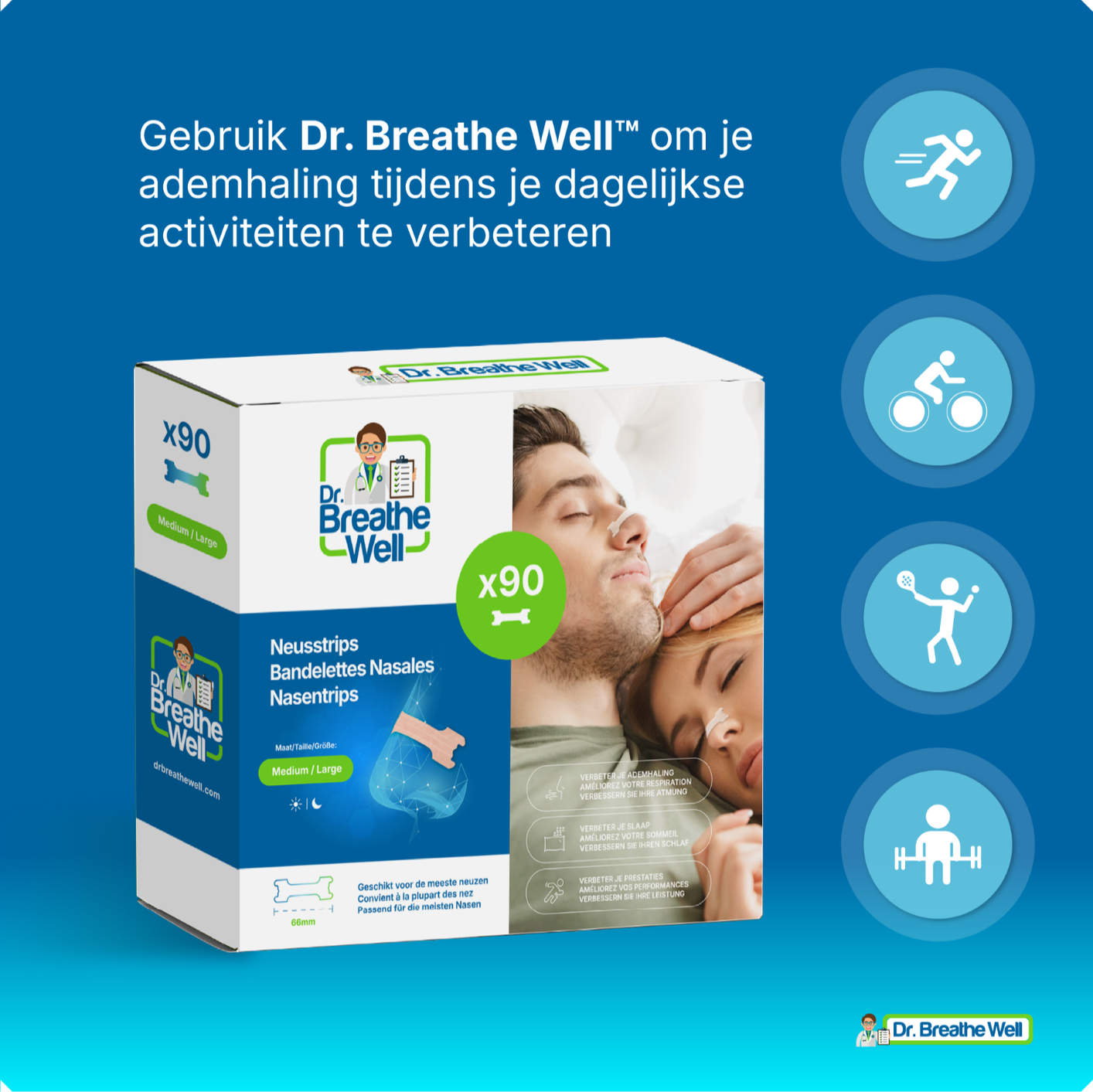 Dr. Breathe Well Neusstrips Medium/large (90 stuks) - image 3